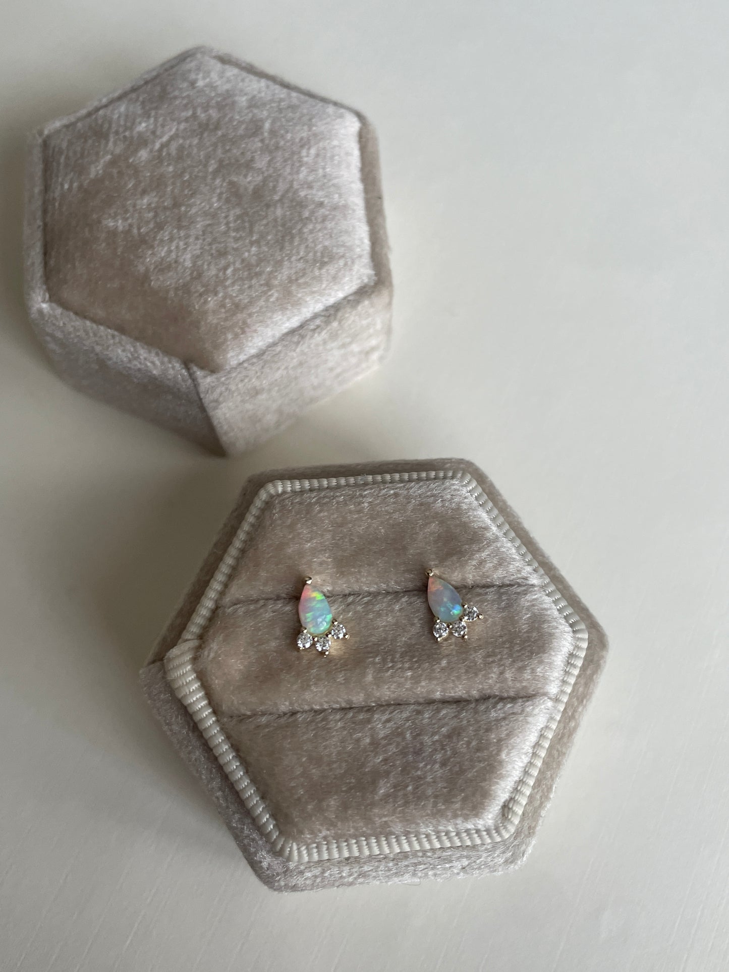 10K Opal + Diamond Floret Studs