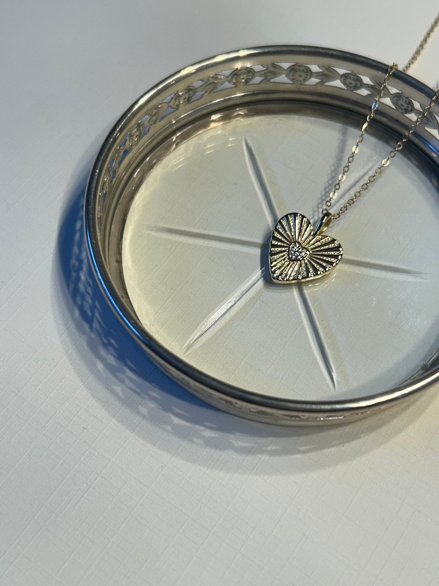 Golden Starburst Heart Necklace