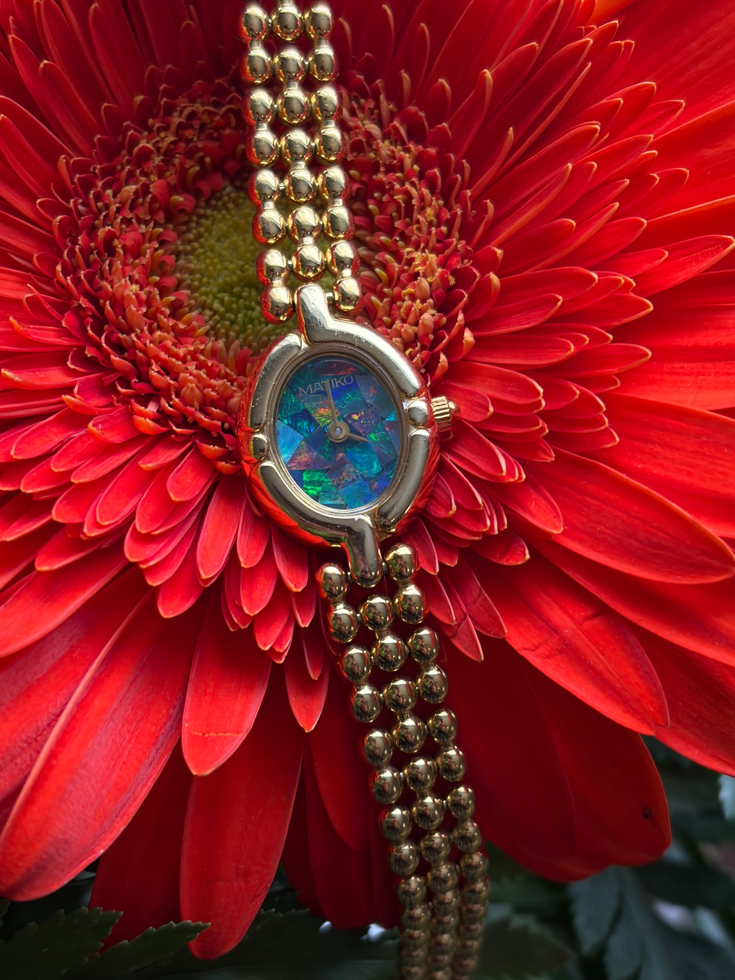 Vintage 1980's Matiko Opal Face Cocktail Watch