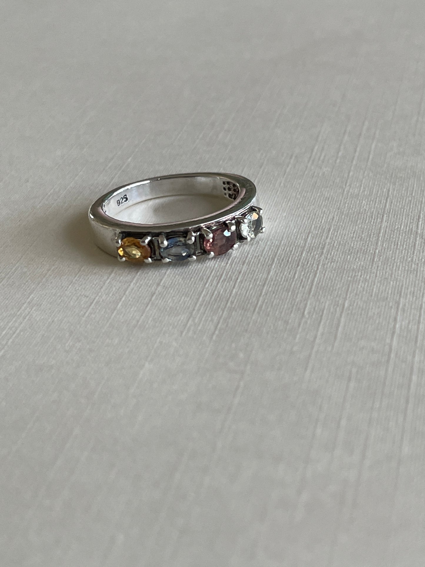 Multi Coloured Sterling Silver 1/2 Eternity Band