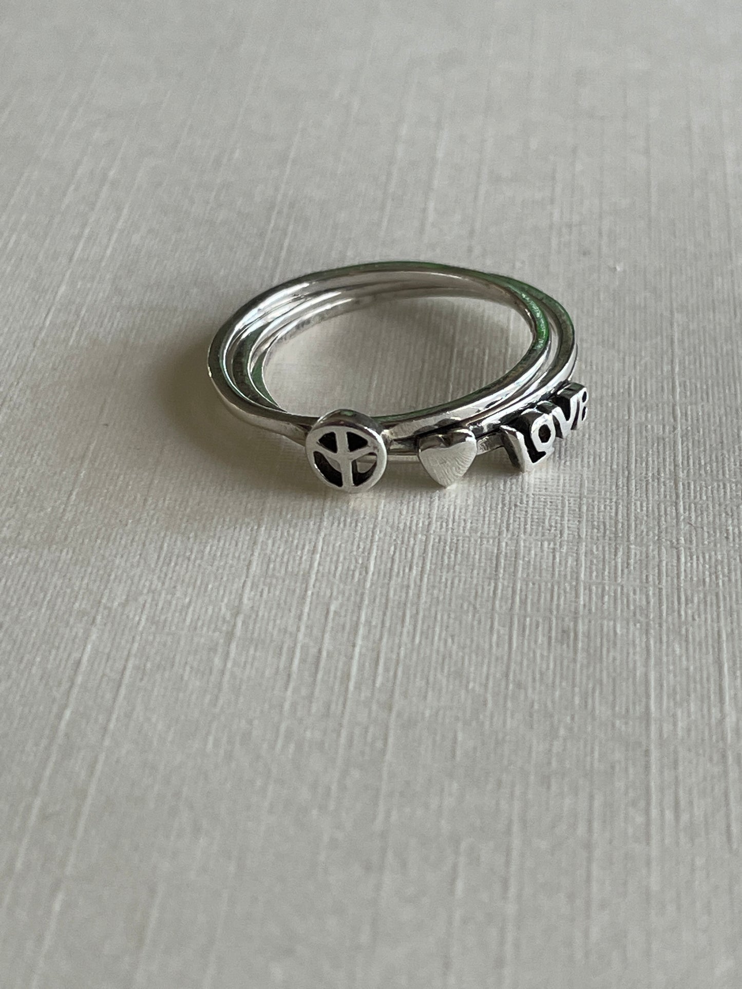 Peace & Love Silver Ring Set