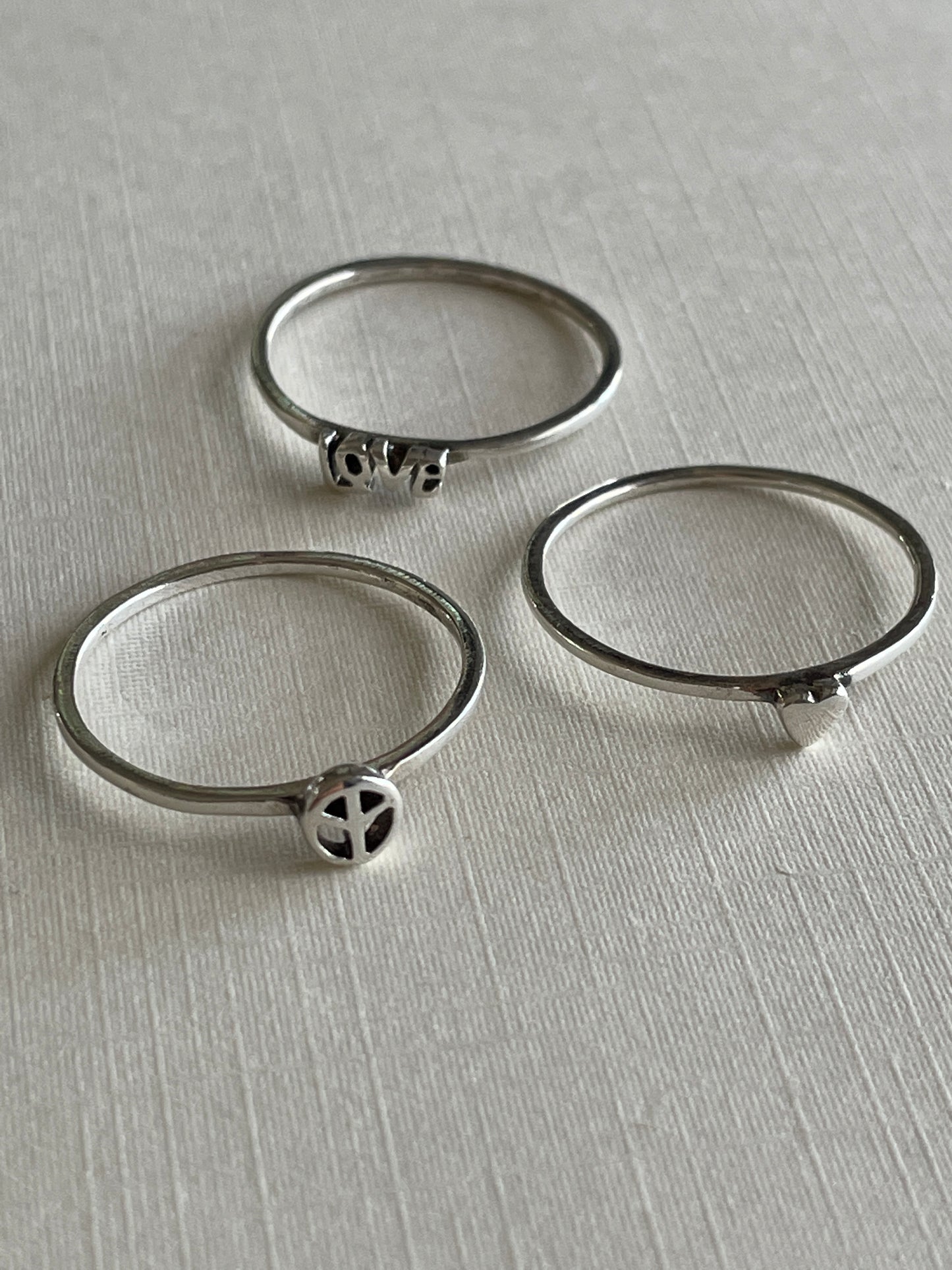 Peace & Love Silver Ring Set