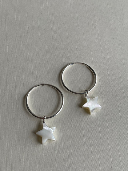 Pearlescent Star Charmed Hoops
