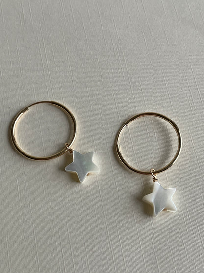 Pearlescent Star Charmed Hoops