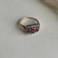Vintage 10K Garnet & Diamond Triple Stone Band