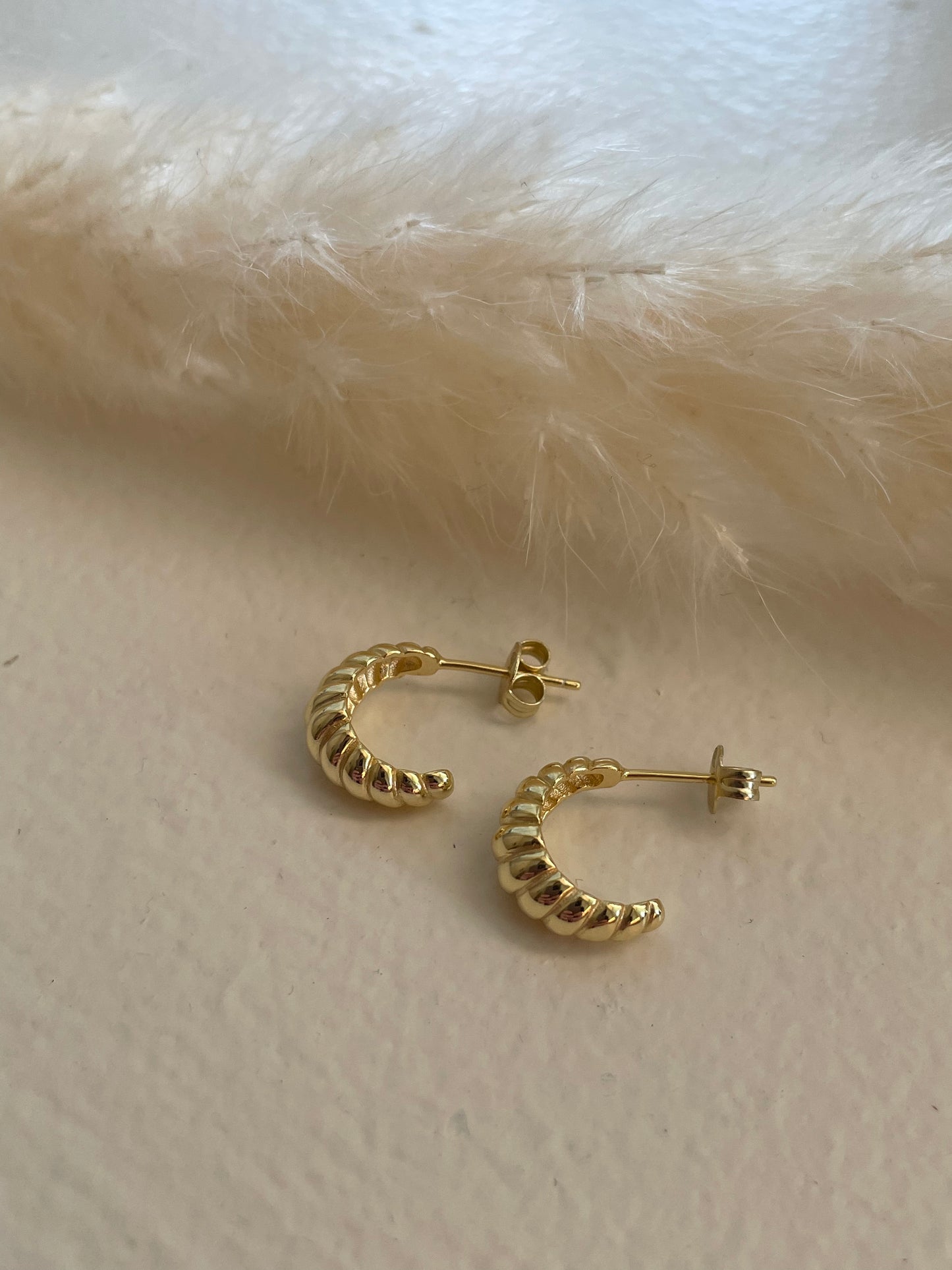 Gold Vermeil Croissant Half Hoops (small)