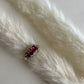 Vintage 10K Garnet & Diamond Triple Stone Band
