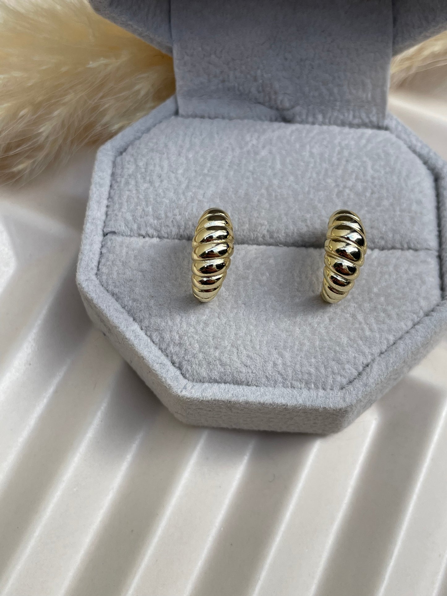 Gold Vermeil Croissant Half Hoops (small)