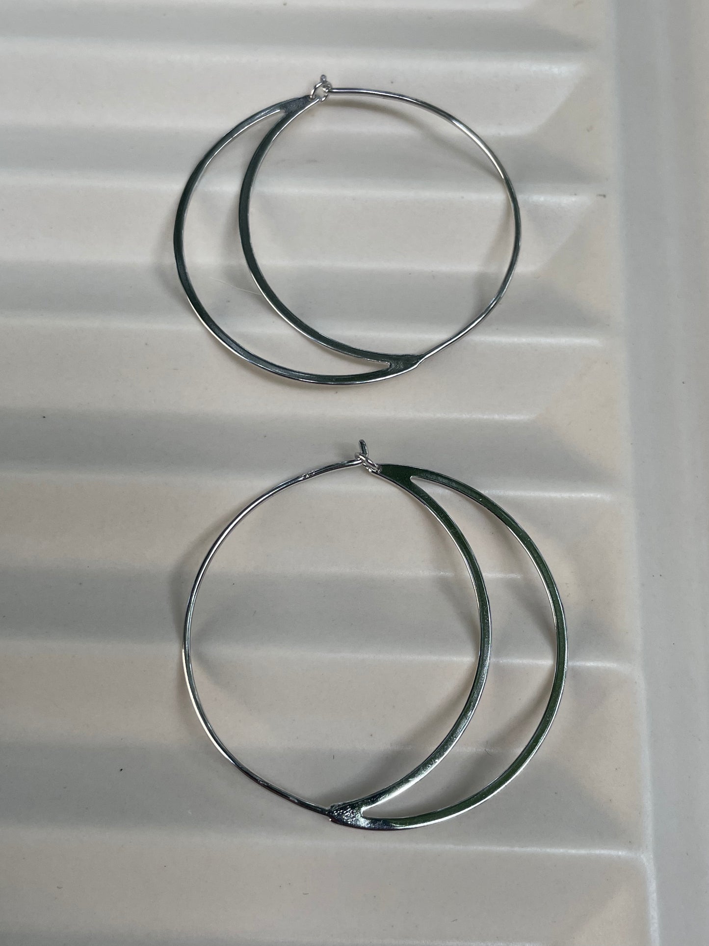 Silver Crescent Moon Hoops