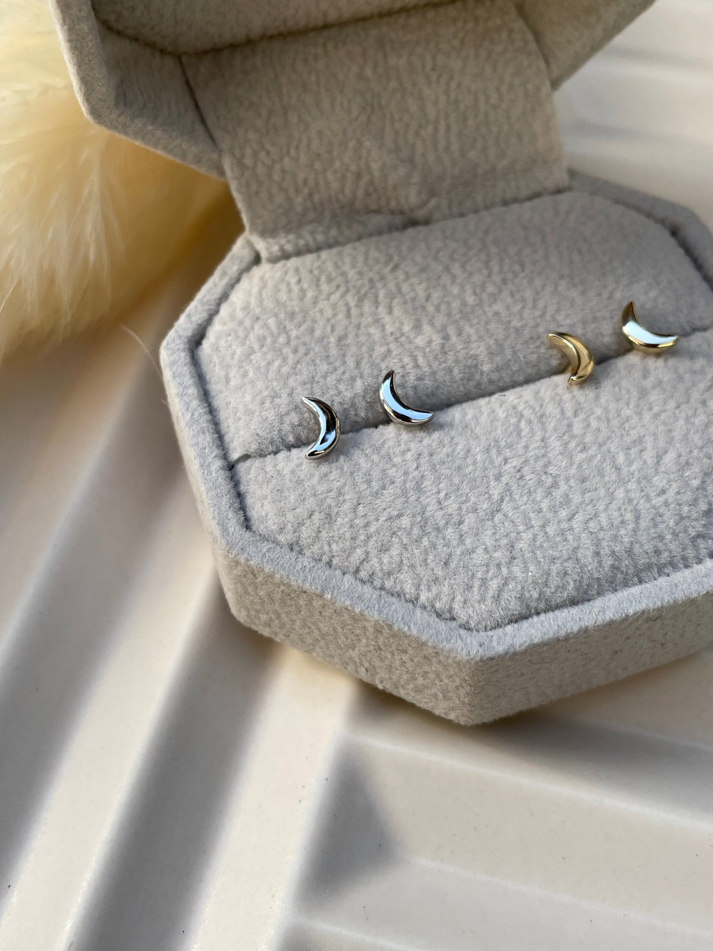 Dainty Crescent Moon Studs